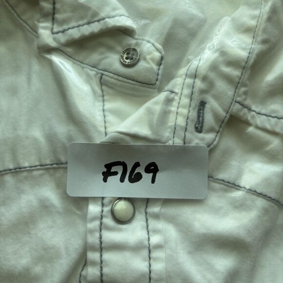 True Religion Men Pearl Snap Shirt Western Boho Short Sleeve White 3XL F169 - Picture 13 of 13